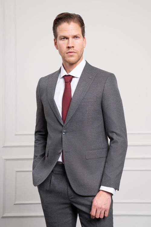  Erkek Füme Trend Slim Fit Dar Kesim Sivri Yaka Takım Elbise