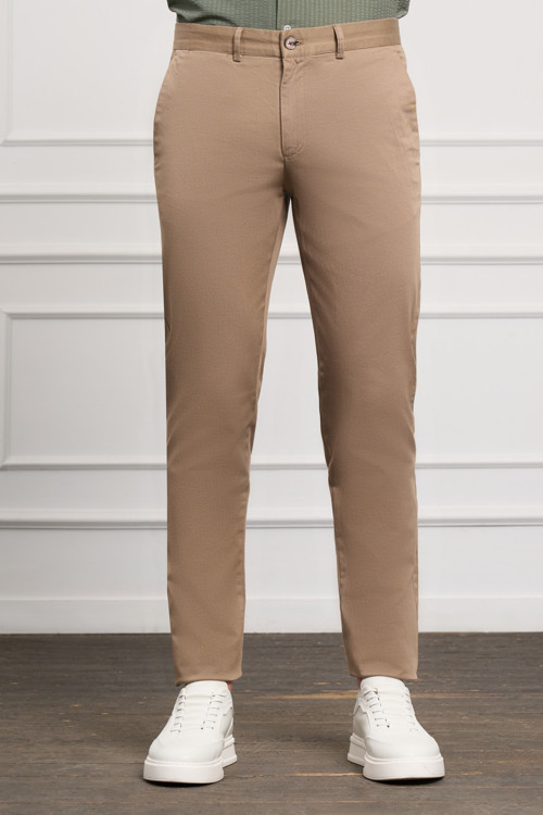 Erkek Vizon Slim Fit Chino Pantolon