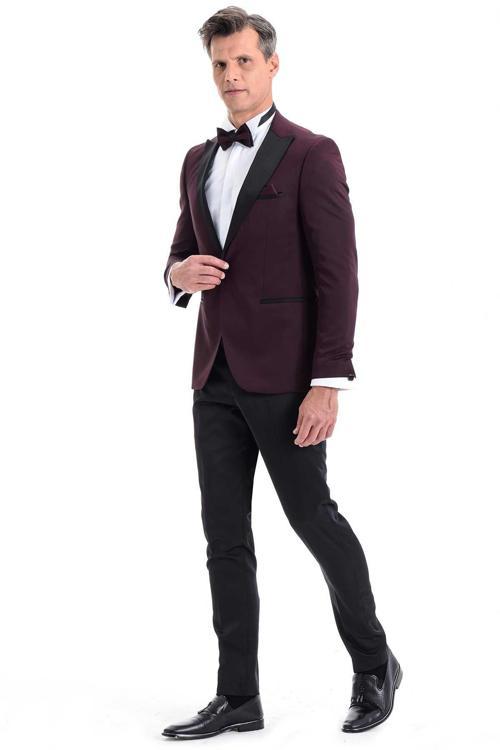  Erkek Bordo Broadway Slim Fit Damatlık Takım Elbise