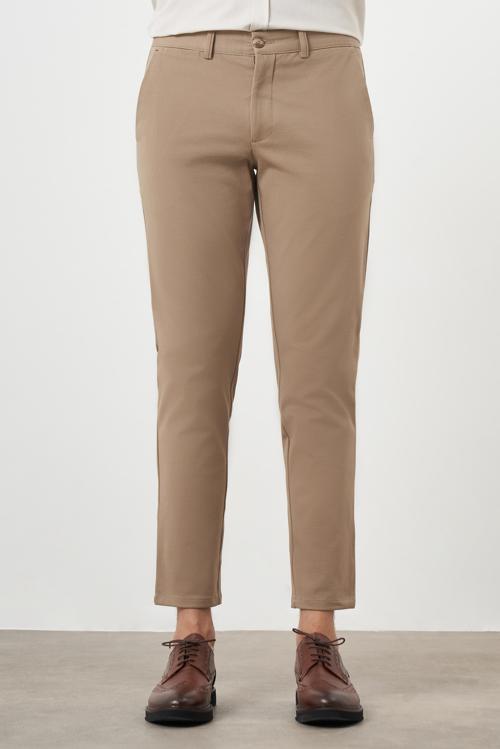  Erkek Vizon Pamuk Yan Cep Slim Fit Chino Pantolon