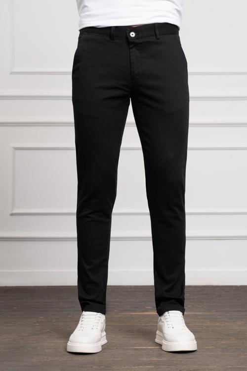  Erkek Siyah Slim Fit Dar Kesim Chino Pantolon