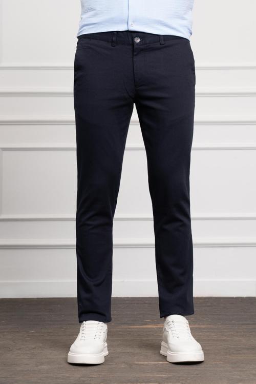  Erkek Lacivert Slim Fit Dar Kesim Chino Pantolon