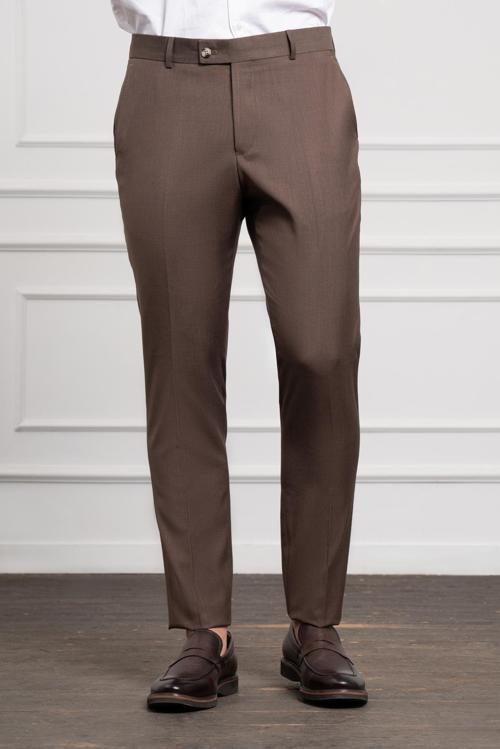  Erkek KAHVE Basic Slim Fit Classic Pantolon