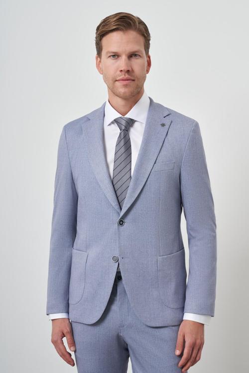  Erkek İndigo Trend Slim Fit Mono Yaka Takım Elbise