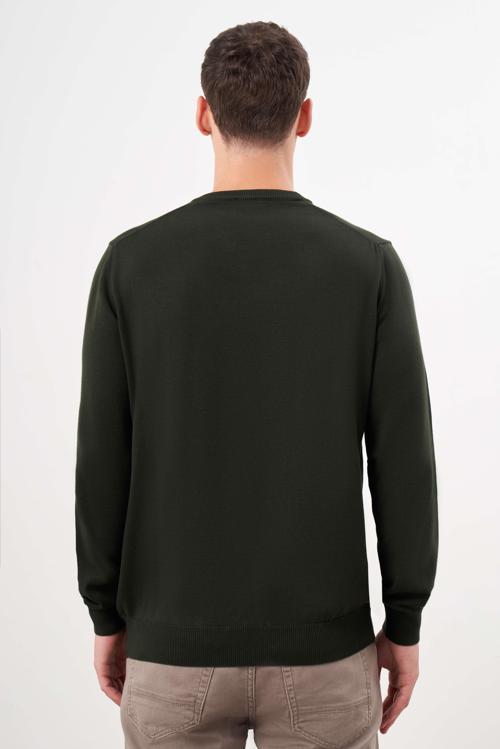  Erkek Haki Basic Bisiklet Yaka Dynamic Fit Rahat Kesim Triko