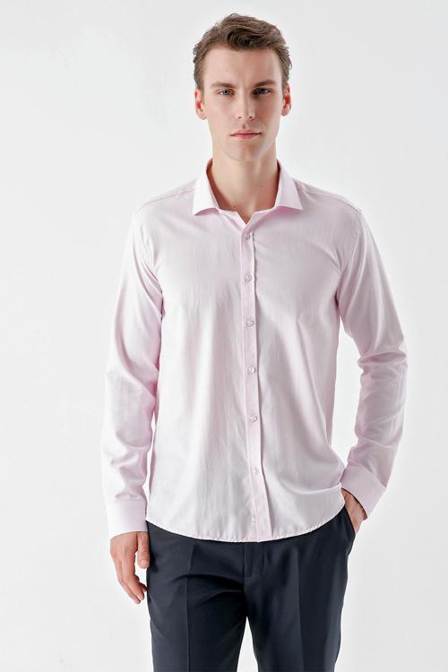  Erkek Pembe Trend Jakar Desen İtalyan Yaka Slim Fit Gömlek