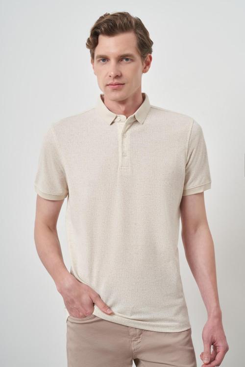  Erkek Kremrengi Trend  Polo Yaka T-Shirt