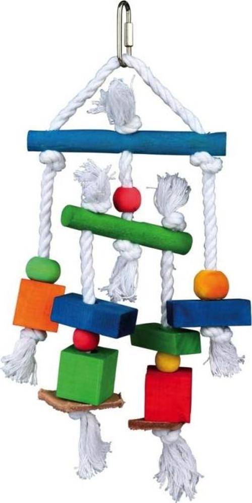 Kuş Oyuncağı Ahşap İpli ve Derili 24cm