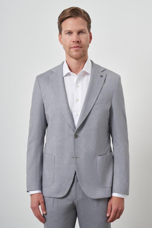  Erkek Gri Trend Slim Fit Mono Yaka Takım Elbise