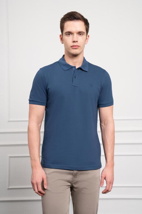 Erkek Marine Basic Polo Yaka Dynamic Fit T-Shirt