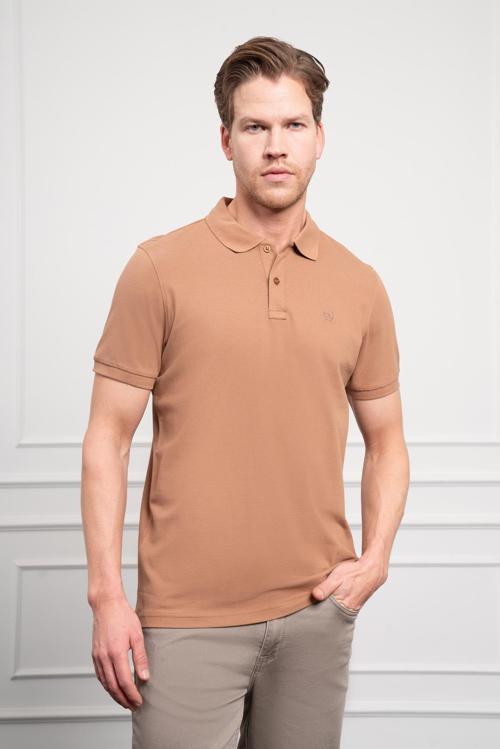  Erkek Vizon Basic Polo Yaka Dynamic Fit T-Shirt
