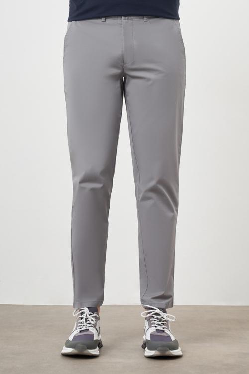 Erkek Gri Yazlık Pamuk Yan Cep Dynamic Fit Chino Pantolon