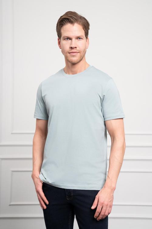  Erkek İndigo Basic Bisiklet Yaka Dynamic Fit Pamuk T-Shirt