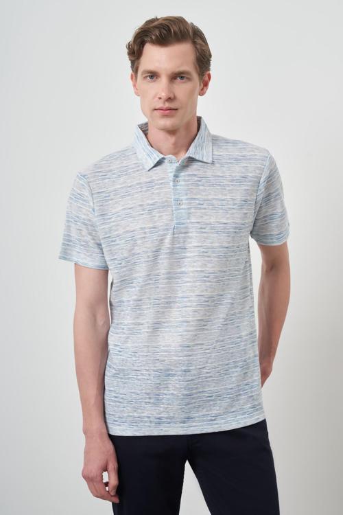  Erkek Mavi Trend Dinamik Fit Polo Yaka T-Shirt