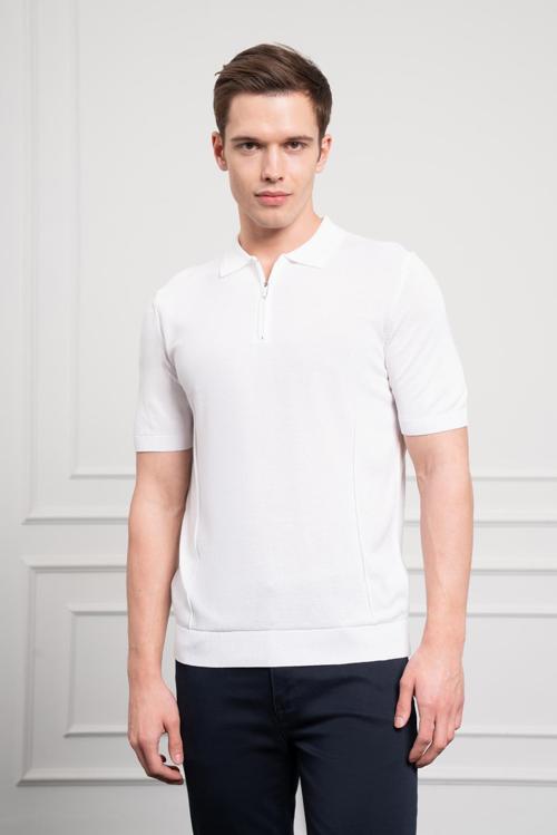  Erkek Beyaz Trend  Polo Yaka  Dinamik Fit Rahat Kesim T-Shirt