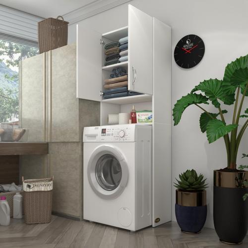 çamaşır makinesi dolabı sinem byz 180*066*30 banyo kiler kapaklı arkalıklı