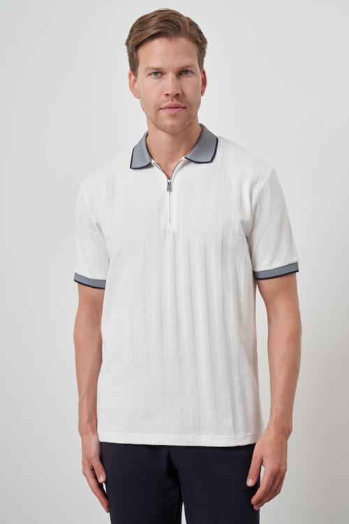  Erkek Ekru Trend  Polo Yaka T-Shirt