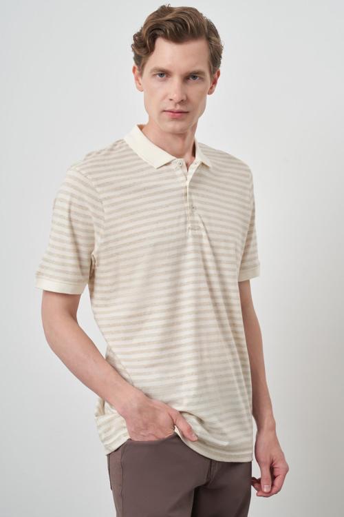  Erkek Bej Trend  Polo Yaka T-Shirt