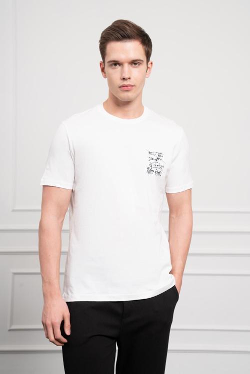  Erkek Ekru Trend Bisiklet Yaka Dinamik Fit Pamuk T-Shirt