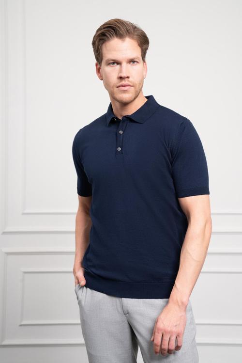  Erkek Lacivert Basic Polo Yaka Dynamic Fit T-Shirt