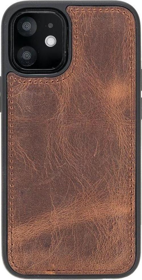 Apple iPhone 12 mini Uyumlu Deri Arka Kapak G2 Kahve