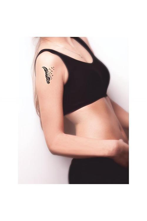Kuş Tüyü-2 Tattoo Geçici Dövme Şablonları Kına Kalıpları