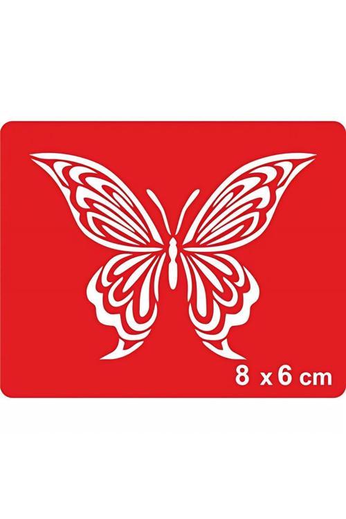 Çizgili Kelebek Tattoo Geçici Dövme Şablonları Kına Kalıpları