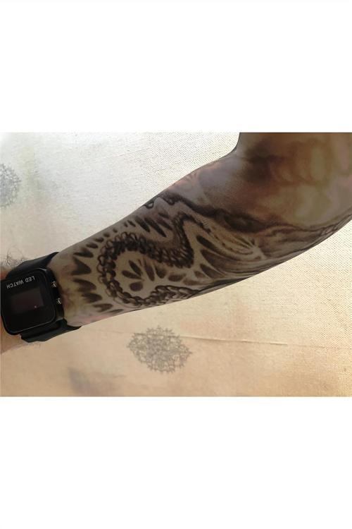 Çift Kol Giyilebilir Dövme Sarmal Desenler Tattoo Sleeve