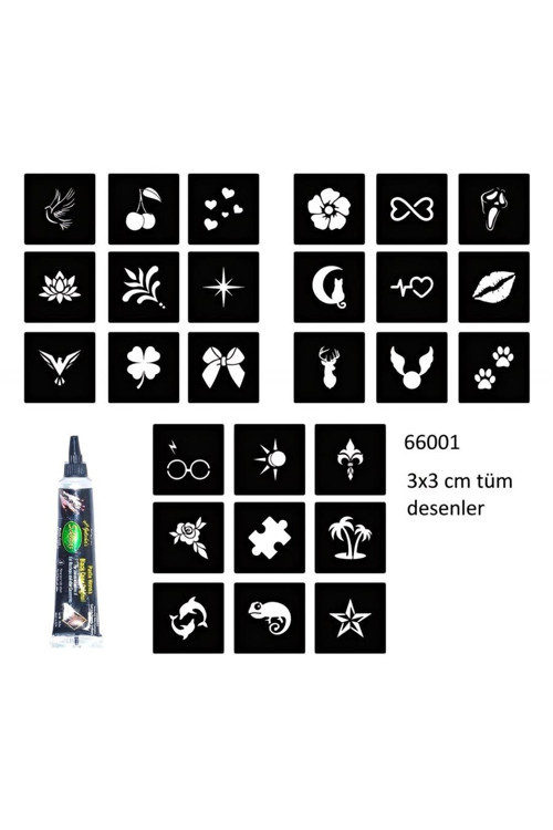 Minimal 27 Adet Kadın Deseni 3 cm Geçici Dövme Şablonu Kınalı Set