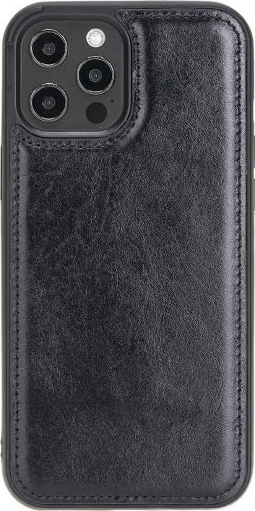 Apple iPhone 12 Pro Max Uyumlu Deri Arka Kapak RST1 Siyah