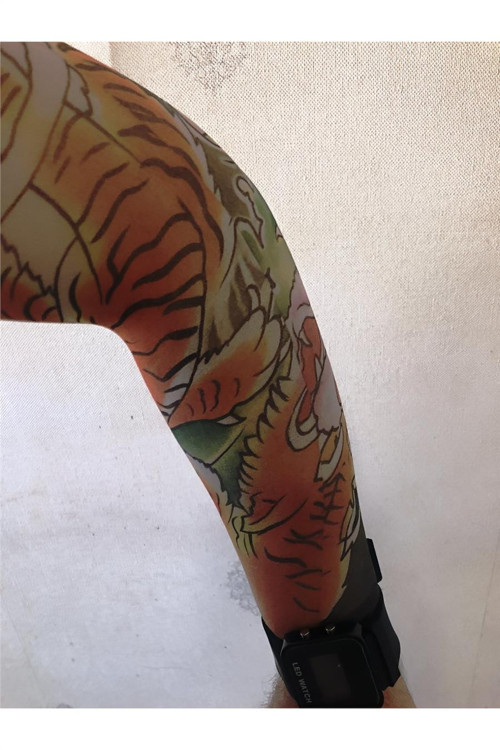 Çift Kol Giyilebilir Dövme Panter Desenler Tattoo Sleeve