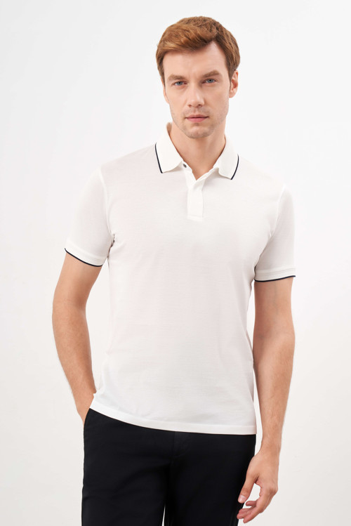 Erkek Ekru Trend Polo Yaka Dynamic Fit T-Shirt