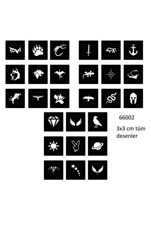 Minimal 27 Adet Erkek Deseni 3 cm Geçici Dövme Şablonu