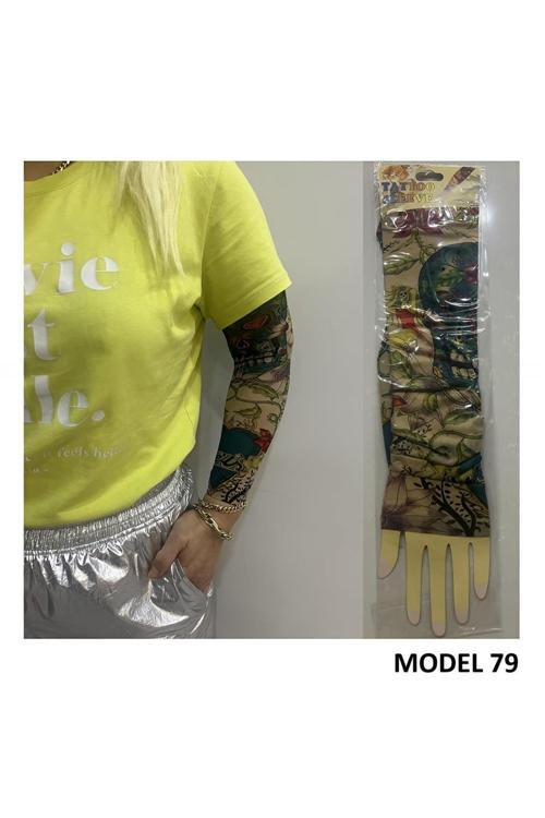 Giyilebilir Dövme Çift Kol 2 Adet Kol Çorap Dövmesi Sleeve tattoo Model79