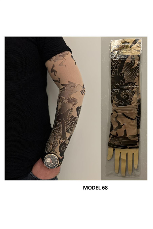 Giyilebilir Dövme Çift Kol 2 Adet Kol Çorap Dövmesi Sleeve tattoo Model68