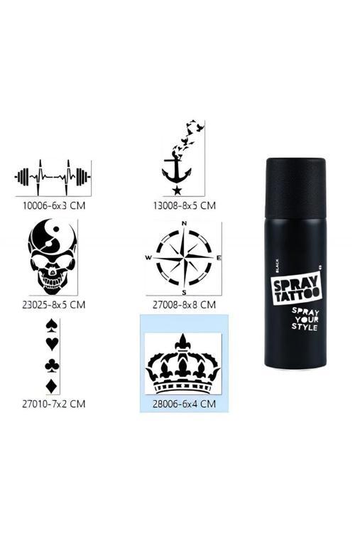 Pusula Ve Taç Geçici Sprey Dövme Seti Spray Tatto