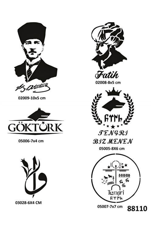 Atatürk Fatih 6 Adet Geçici Dövme Şablonu Tattoo Stencil Modelleri