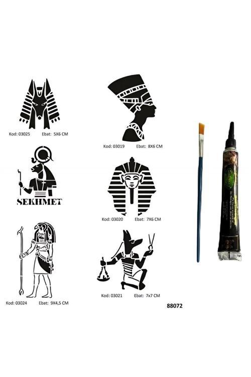 Antik Mısır Tanrıları Tüp Kına ve Fırça hediyeli Tattoo Geçici Dövme Seti