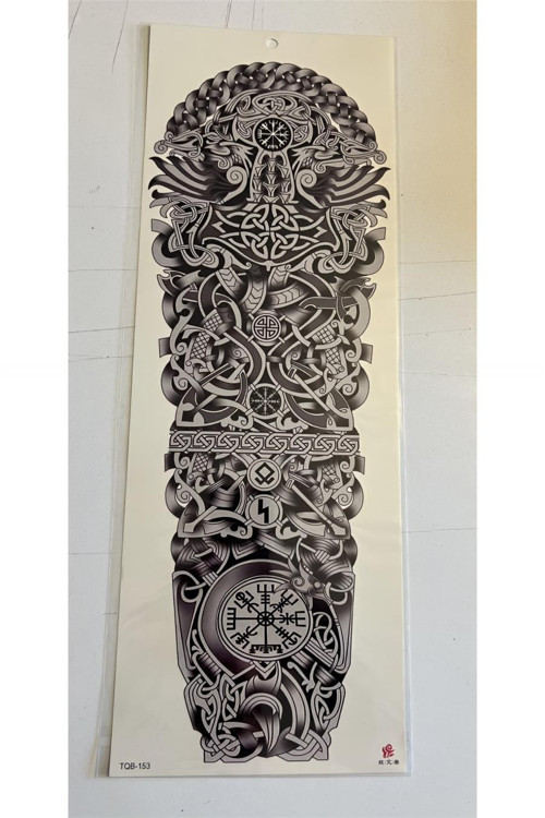 Viking 1 Hafta Kalıcı Tam Kol Bacak Yapıştırma Geçici Dövme 46 CM
