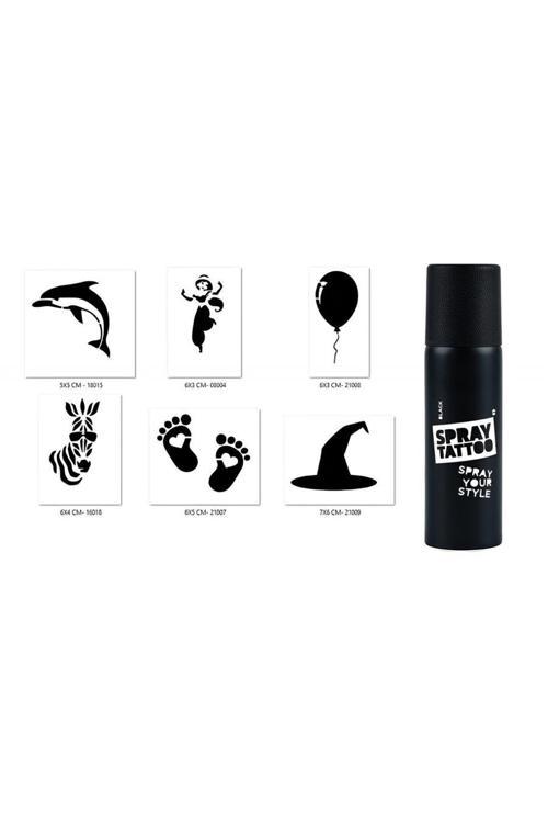 Cadı Ve Balon Geçici Sprey Dövme Seti Spray Tatto