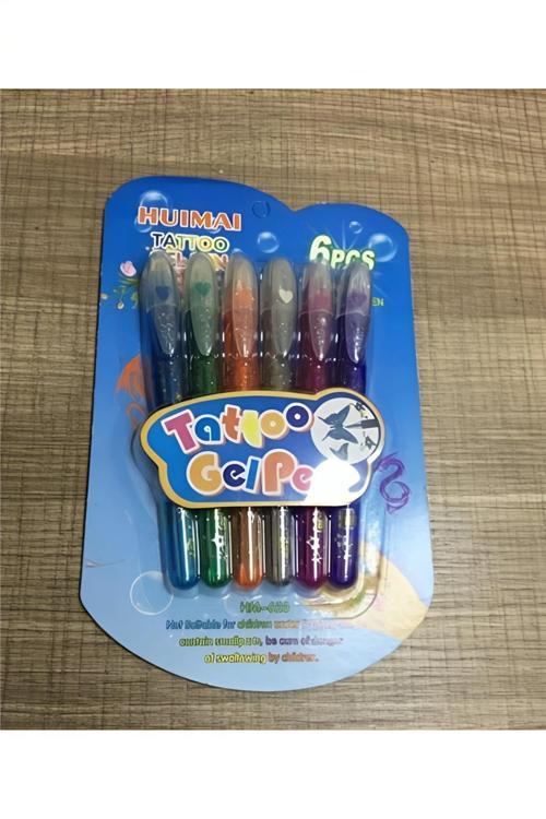Geçici Dövme Kalemi 6 lı  Tattoo Gel Pen