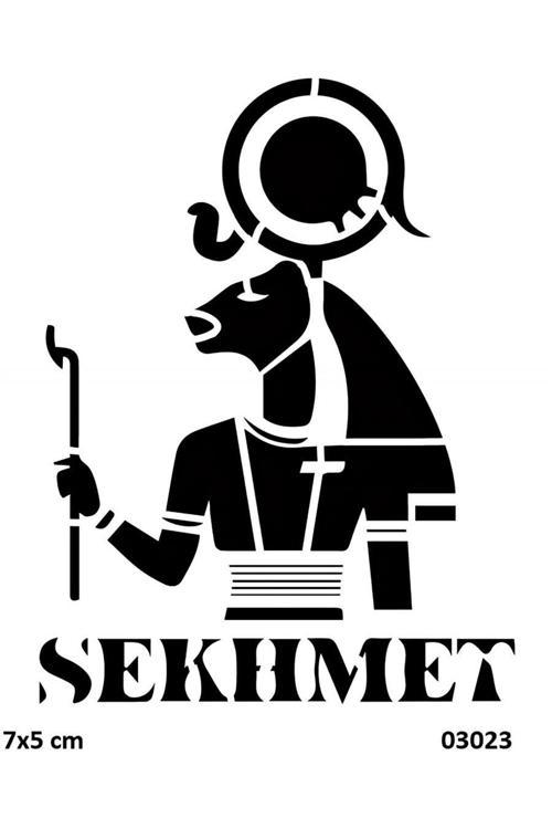 Antik Mısır Tanrı Sekhmet Geçici Dövme Şablonu