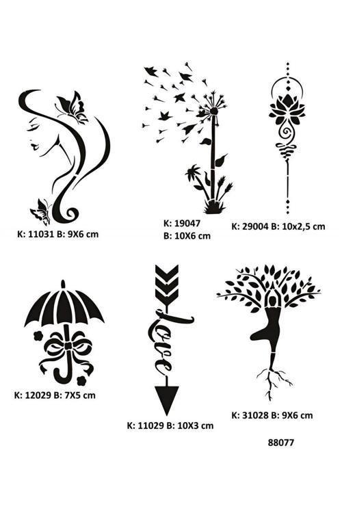 Zarif Kadın Geçici Dövme Kalıpları Seti Stencil Kit
