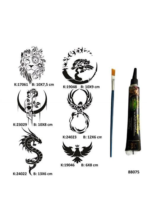 Vahşi Güzellikler Tüp Kına ve Fırça hediyeli Tattoo Geçici Dövme Seti
