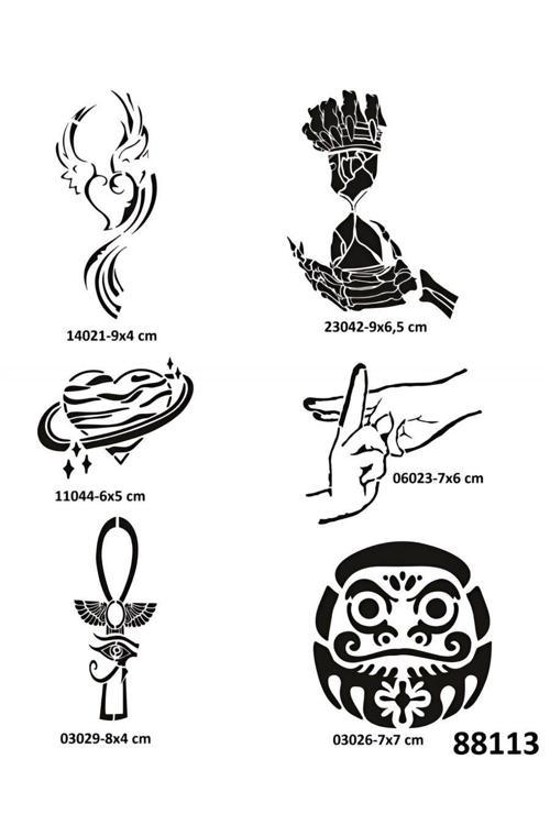 Silah Kartal 6 Adet Geçici Dövme Şablonu Tattoo Stencil Modelleri