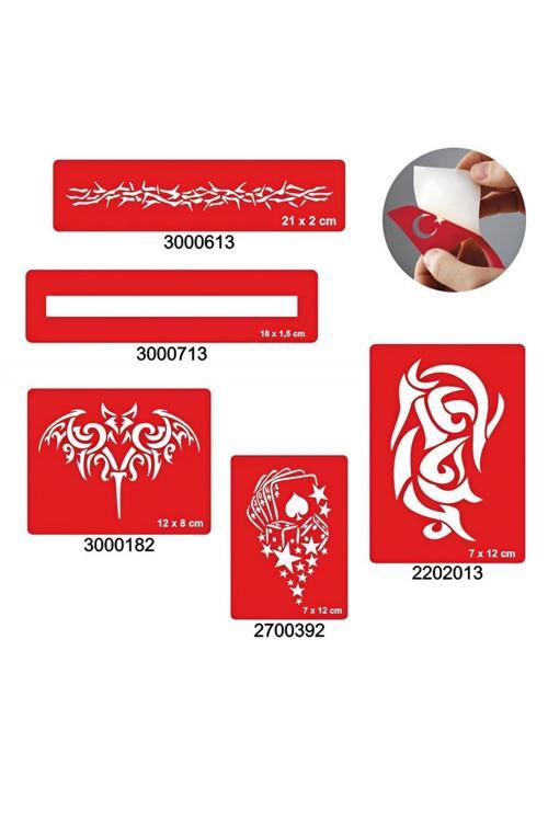 Güçlü Erkek Modelleri 5'li Set Geçici Dövme Kına Şablonu
