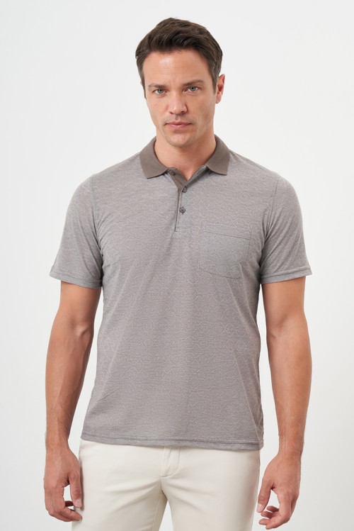 Erkek KAHVE Trend Cepli Polo Yaka T-Shirt