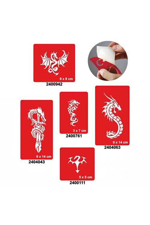 Dragonlar 5'li Set Geçici Dövme Kına Şablonu