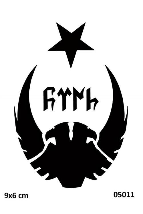Göktürkçe Kartal Bayrak Geçici Dövme Şablonu