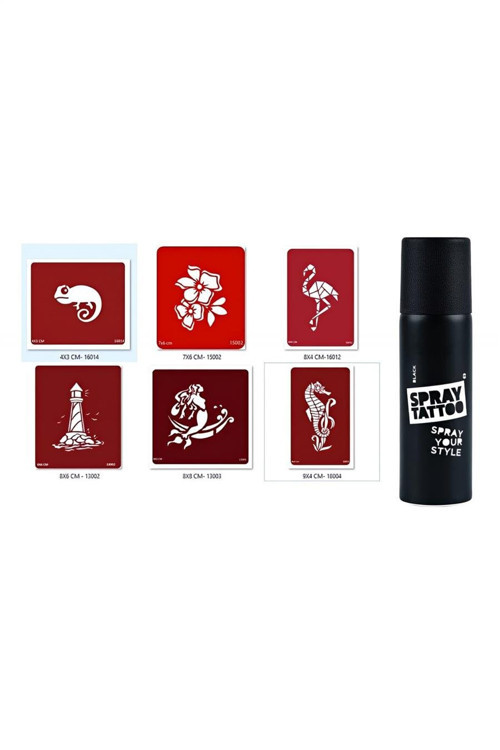 Bukalemun Ve Flamingo Geçici Sprey Dövme Seti Spray Tatto
